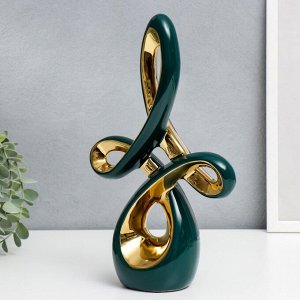 Сувенир керамика "Абстракция. Связь" тёмно-зелёный с золотом 30х20 см