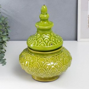 Сувенир интерьерный керамика шкатулка "Чешуйки" зелёный 29х22х22 см