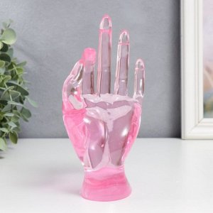 Сувенир полистоун подставка для украшений "Рука" розовый прозрачный 16,5х8 см