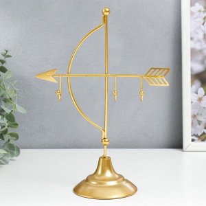 Сувенир металл подставка для украшений "Лук со стрелой" золото 26х9 см