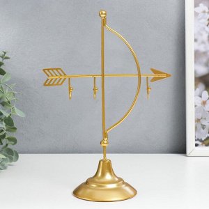 Сувенир металл подставка для украшений "Лук со стрелой" золото 26х9 см