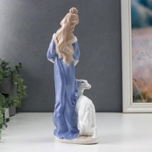 Сувенир керамика "Девушка с гончей собакой" 30x11x8 см