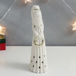 Сувенир керамика световой "Дедушка Мороз с веночком" золото 26х7,5х7,5 см