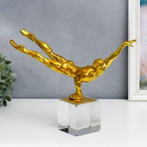 Сувенир полистоун, стекло "Гимнаст - стойка" золото 27х10х32 см