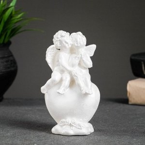 Фигурка гипс «Ангелы на сердце», перламутровый, 14x8x6 см