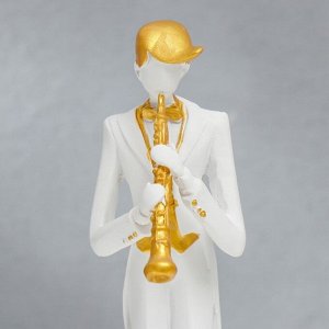 Сувенир полистоун музыкант "Трубач" белый с золотом 26х5х4,5 см