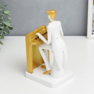 Сувенир полистоун музыкант "Пианист" белый с золотом 20х11х9 см
