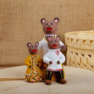 Сувенир «Медведица с медвежатами», 6x8x13 см, каргопольская игрушка