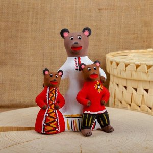 Сувенир «Медведица с медвежатами», 6x8x13 см, каргопольская игрушка