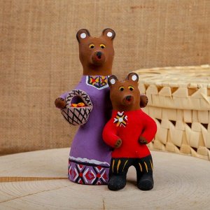 Сувенир «Медведица с медвежонком», 8x10x15 см, каргопольская игрушка