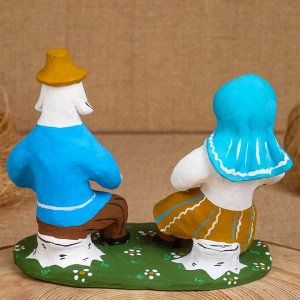 Сувенир «Мужик с бабой на пнях», 16x7x14,5 см, каргопольская игрушка