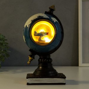 Сувенир полистоун свет "Самолёт в глобусе" 23х8,5х12 см