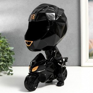 Сувенир полистоун подставка "Мотоциклист" чёрный мрамор 26х14х19,5 см