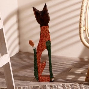 Сувенир дерево "Кошка в зеркальном ошейнике" 60х12х6 см