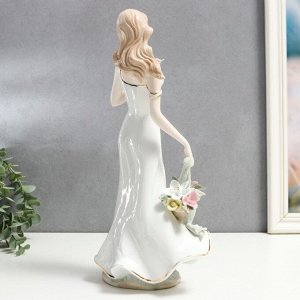 Сувенир керамика "Романтичная девушка с корзиной цветов" 35х16х11 см