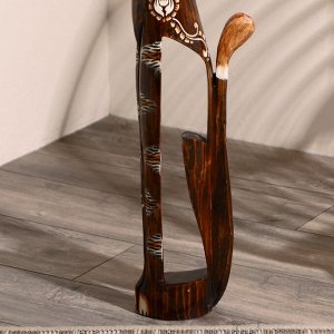 Сувенир «Кошка в ошейнике из камней и с расписным цветком», 80x13x7 см, дерево