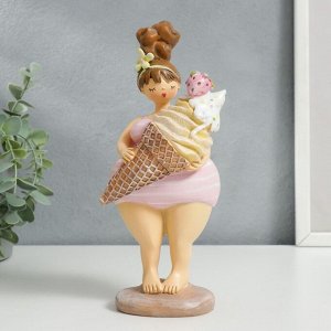 Сувенир полистоун "Аппетитная толстушка с рожком мороженого" 22х9х9,5 см
