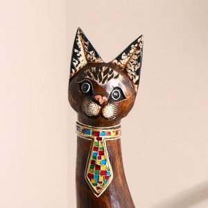 Сувенир дерево "Кошка в галстуке из мозаики" 100х16х7 см