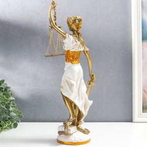 Сувенир полистоун "Богиня Фемида - Правосудие" белый с золотом 38х9х9 см