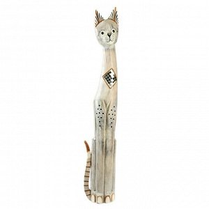 Сувенир дерево "Кошка с ромбиком из зеркальной мозаики" 100х22х8 см