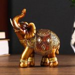 Сувенир полистоун &quot;Африканский слон в золотой, ажурной попоне&quot; МИКС 12х11х4,7 см