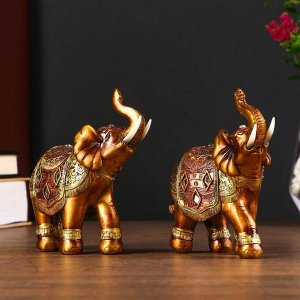 Сувенир полистоун "Африканский слон в золотой, ажурной попоне" МИКС 12х11х4,7 см