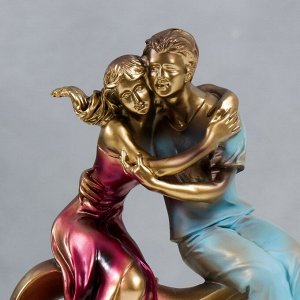 Сувенир полистоун "Романтичная пара на сердце" под бронзу 20х16х7 см