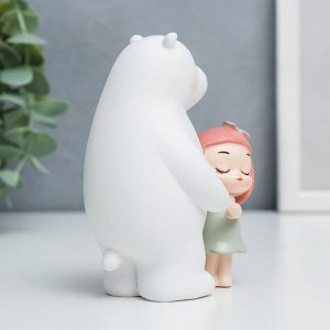 Сувенир полистоун "Малышка с бантиком с белым медведем - объятия" 10,4х5х7,5 см