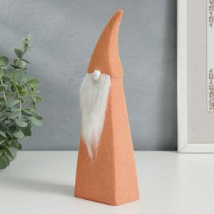 Сувенир керамика "Бородатый гномик в высоком колпаке" оранжевый флок 22х4,7х6,8 см