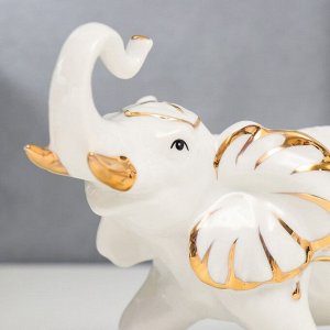 Сувенир керамика "Белый слон с в цирковой попоне с золотом" 15,5х22х8,5 см