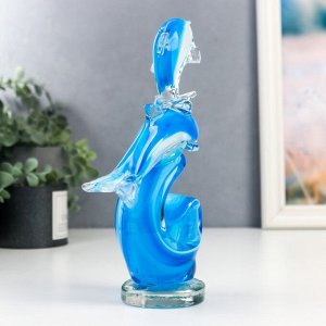 Сувенир стекло "Дельфины на волнах" под муранское стекло МИКС 21х6,5х15 см