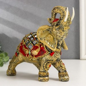 Сувенир полистоун "Слон в красной попоне с золотыми узорами и зеркалами" 18,5х8х23 см