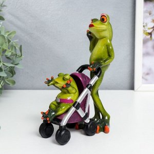 Фигурка полистоун лак «Лягуха: Мамочка с малышом в коляске», 16.7x6.3x15.5 см, МИКС