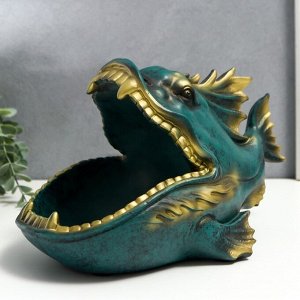 Сувенир полистоун подставка "Рыба-дракон" тёмно-зелёный 17х16х29 см
