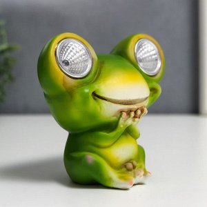Сувенир полистоун свет "Улыбающийся лягушонок" от солнечной батареи 9,5х6х10 см
