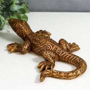 Сувенир полистоун "Золотая ящерка с геометрическими узорами" 21,6 см
