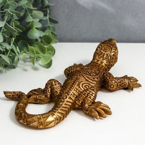 Сувенир полистоун "Золотая ящерка с геометрическими узорами" 21,6 см