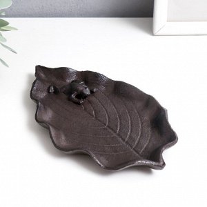 Фигурка-подставка для мелочей «Лягушка на листе», чугун, 1x19x11 см