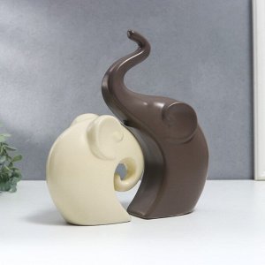 Сувенир керамика "Два слона" матовый набор 2 шт 12х12 22х13 см