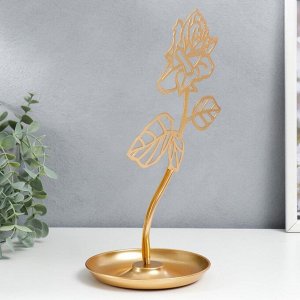 Сувенир металл подставка для украшений "Роза" золото 30х14х17 см