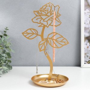 Сувенир металл подставка для украшений "Роза" золото 30х14х17 см
