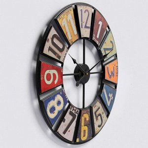 Часы настенные, серия: Лофт, "Номера", плавный ход, d-50 см