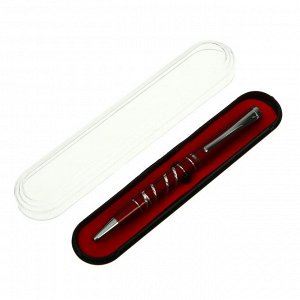 Ручка подарочная, шариковая "Зарево" в пластиковом футляре, поворотная, корпус красный с серебром
