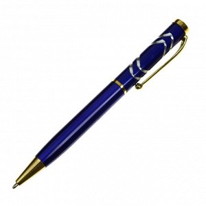 Ручка подарочная, шариковая "Кора" в пластиковом футляре, поворотная , корпус синий с золотым