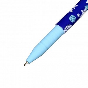 Ручка шариковая "Снежинки" 0.7 мм, корпус Софтач Soft touch, чернила синие (штрихкод на штуке)