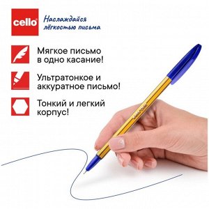 Ручка шариковая Cello Liner, узел 0.7 мм, ультратонкое письмо, чернила синие