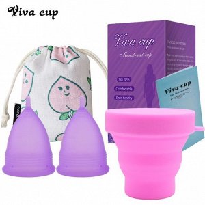 Набор менструальных чаш Viva сup с контейнером, фиолетовые