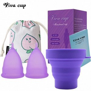 Набор менструальных чаш Viva сup с контейнером, фиолетовые
