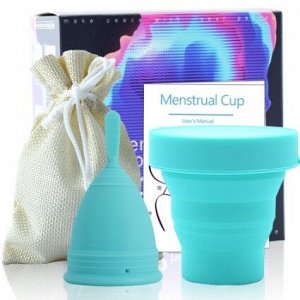 Менструальная чаша Menstrual Cup с контейнером для хранения, голубая