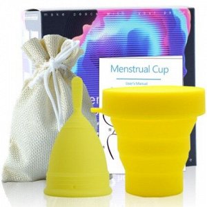 Менструальная чаша Menstrual Cup с контейнером для хранения, желтая